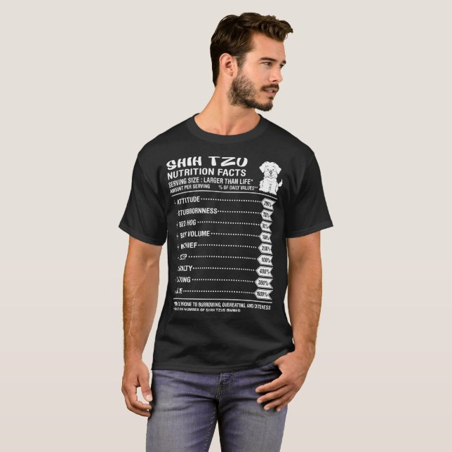 T-shirt Uma quantidade dos fatos da nutrição do cão de (Frente Completa)