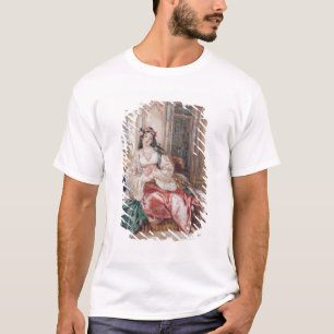 T-shirt Uma senhora Seated em um otomano Turki vestindo-se