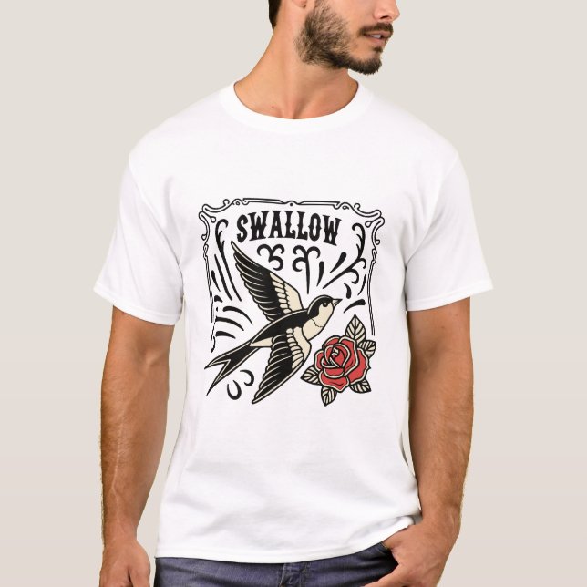 T-Shirt Único De Engolir: Artística & Na moda Bird (Frente)