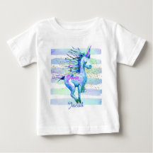 Unicorn Magic Watercolor Stripe Blue