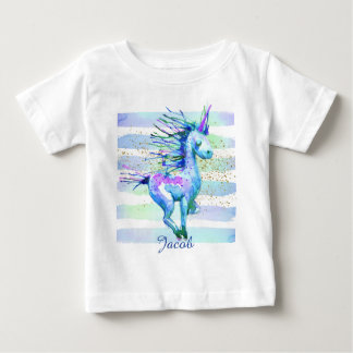 T-shirt Unicorn Magic Watercolor Stripe Blue