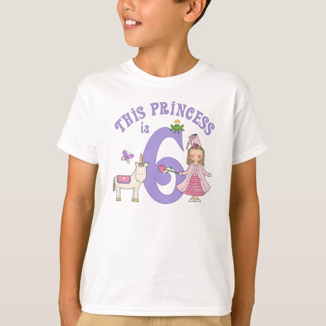 T-shirt Unicorn Princess 6 Birthday (Frente)