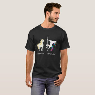 T-shirt Unicórnio antes do vinho após o vinho