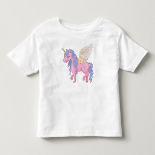 T-shirt Unicórnio bonito com ilustração de asas arco-í
