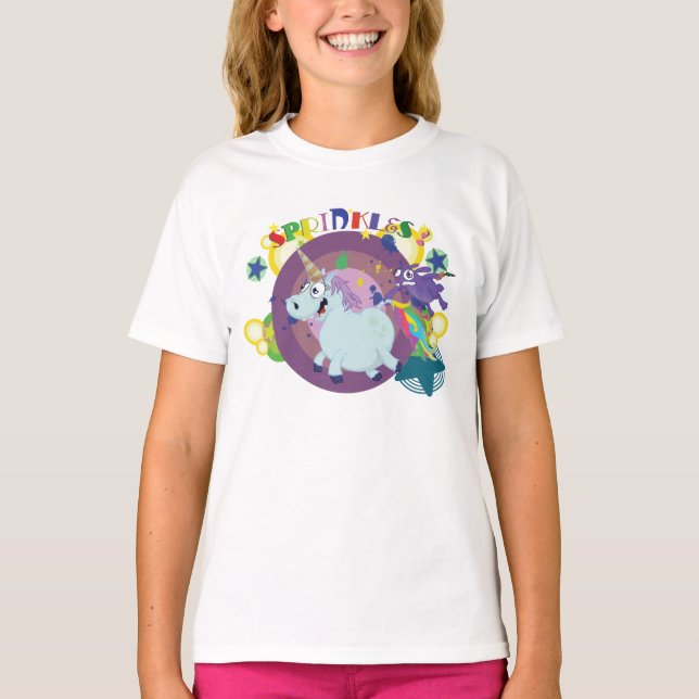 T-shirt unicórnio gordo no funcionamento (Frente)