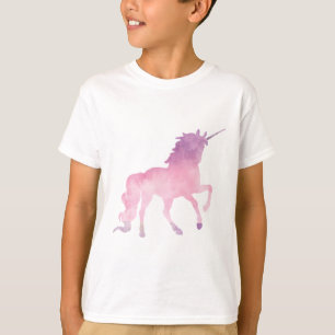 T-shirt Unicórnio macio do rosa da aguarela