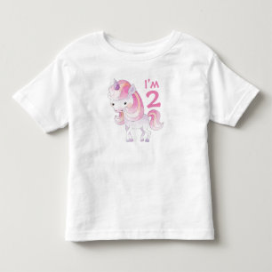 T-shirt Unicórnio Rosa Fofo com Idade da Criança