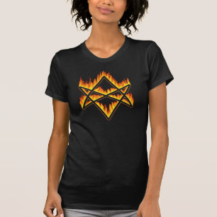 T-shirt Unicursal flamejante do Hexagram