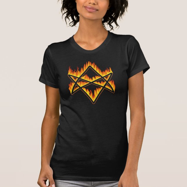 T-shirt Unicursal flamejante do Hexagram (Frente)