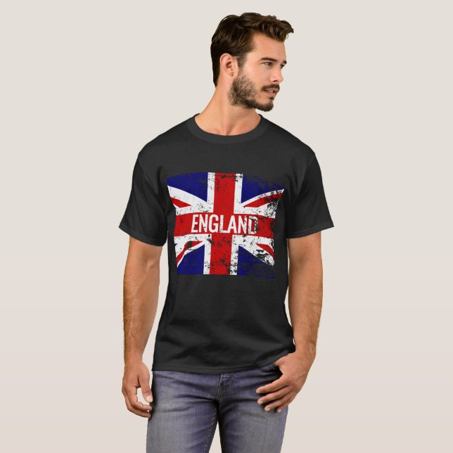 T-shirt Union Jack afligiu a bandeira de Inglaterra (Frente Completa)