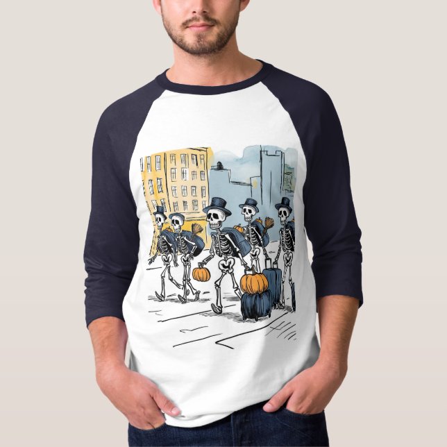 T-Shirt Unisex para Roupa de esqueleto de Hallowee (Frente)