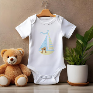 T-shirt Urso adorável do bebê do veleiro