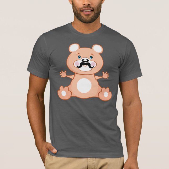 T-shirt Urso bonito com bigode (Frente)