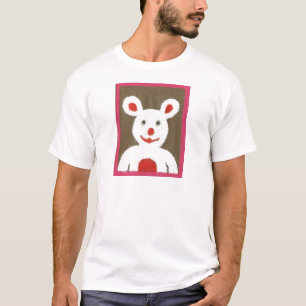 T-shirt Urso Branco com Nariz Vermelho, Boca e Ouvidos (Pa