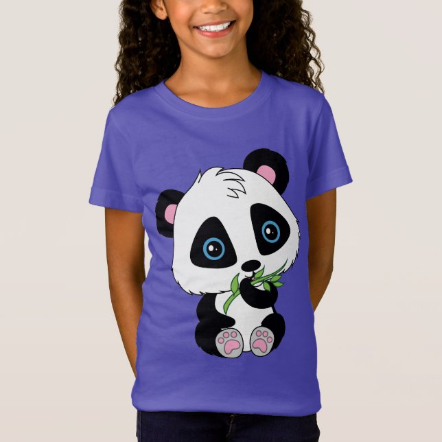 T-shirt Urso de panda de bambu comer bonito (Frente)