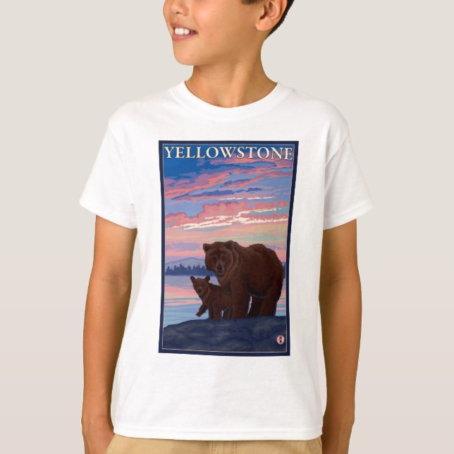 T-shirt Urso e parque nacional de Cub - de Yellowstone (Frente)