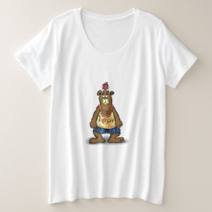 T-shirt Urso marrom desenho animado em pé sobre os pés tra