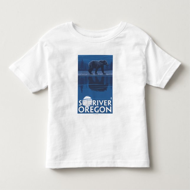 T-shirt Urso no luar - rio de Sun, Oregon (Frente)