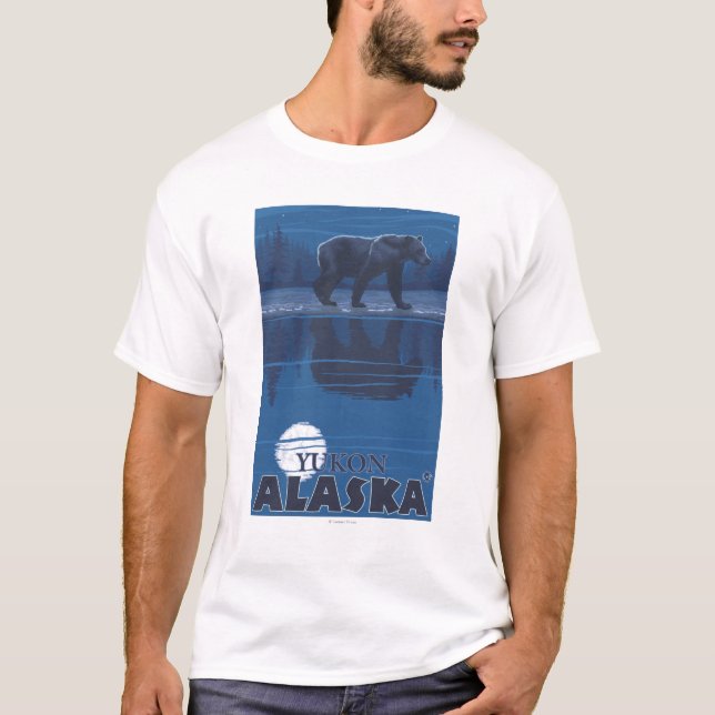 T-shirt Urso no luar - Yukon, Alaska (Frente)