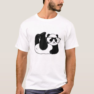 T-shirt Urso Panda bonito vestindo óculos