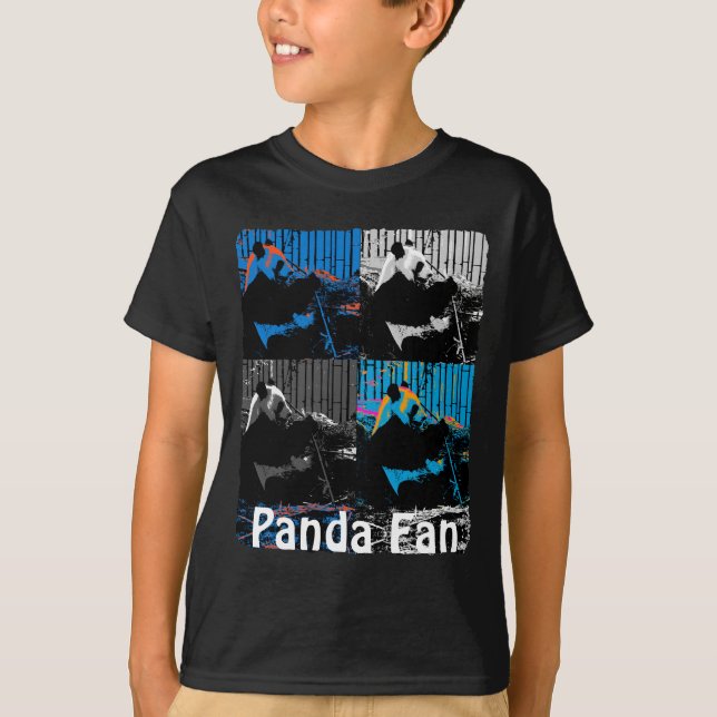 T-shirt Urso Panda Design de Arte Moderna Multi-painel (Frente)