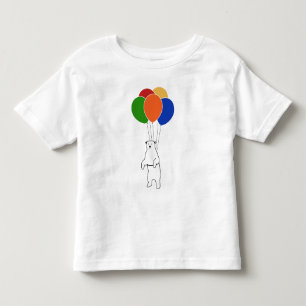 T-shirt Urso polar de voo com balões do aniversário