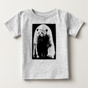T-shirt Urso Polar Pop de Arte Preta e Branca