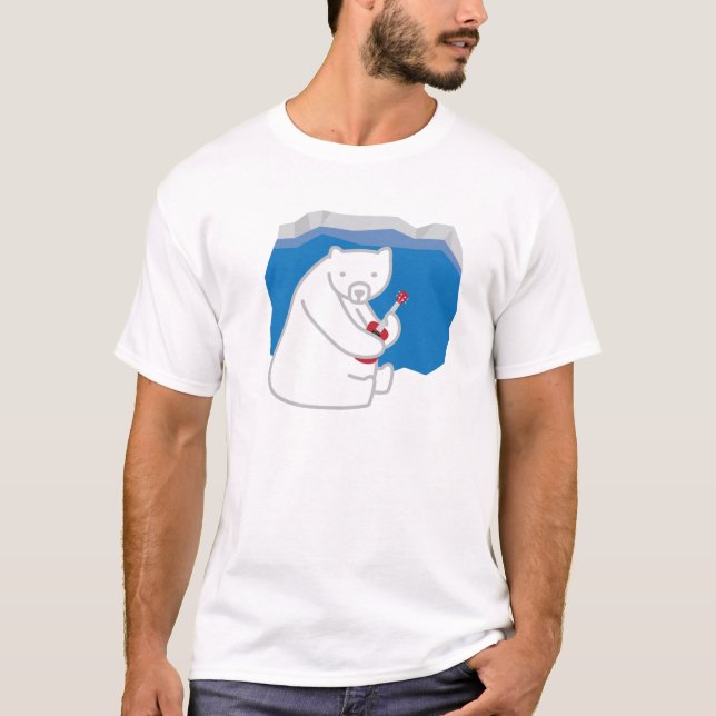 T-shirt Urso polar que joga o Ukulele (Frente)