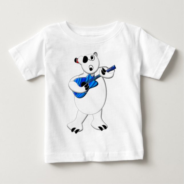 T-shirt Urso Polar Rockin' com Violão (Frente)
