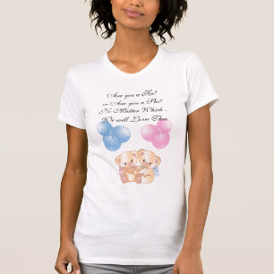 T-shirt Ursos de abraço cor-de-rosa e azuis, esperados pa