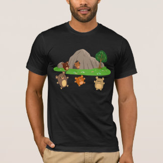 T-shirt Ursos de Cartoon Bonitos em Camisa-T Caverna