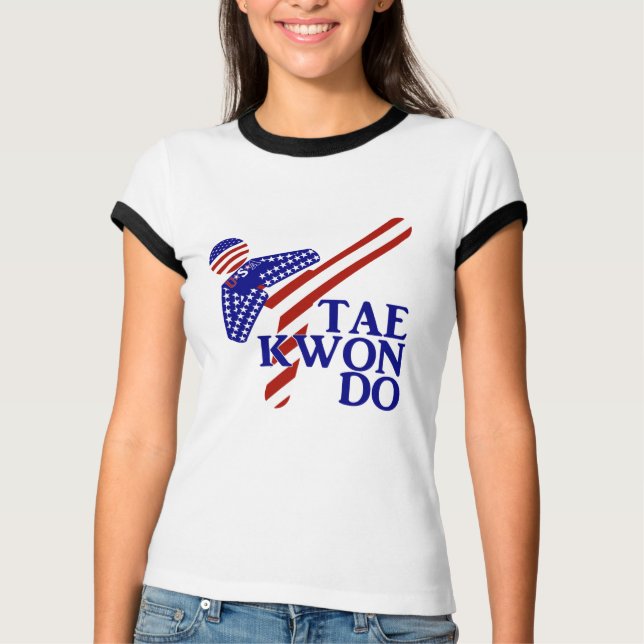 T-shirt USA Taekwondo Kick (1) (Frente)