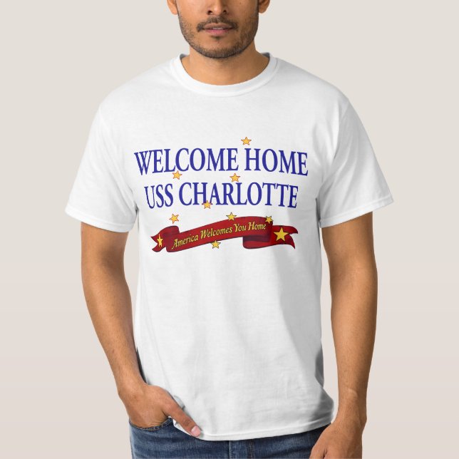 T-shirt USS Home bem-vindo Charlotte (Frente)