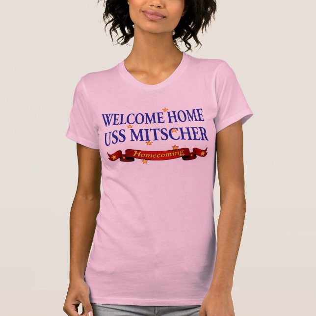 T-shirt USS Home bem-vindo Mitscher (Frente)