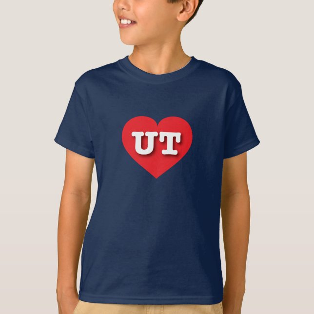 T-shirt Utah Red Heart - Eu amo UT (Frente)