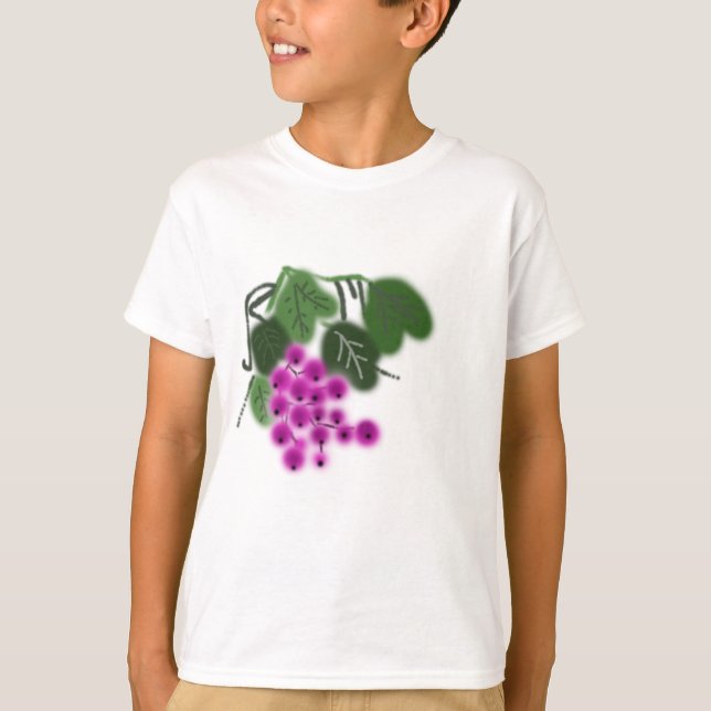 T-shirt uvas roxas e folhas verdes (Frente)