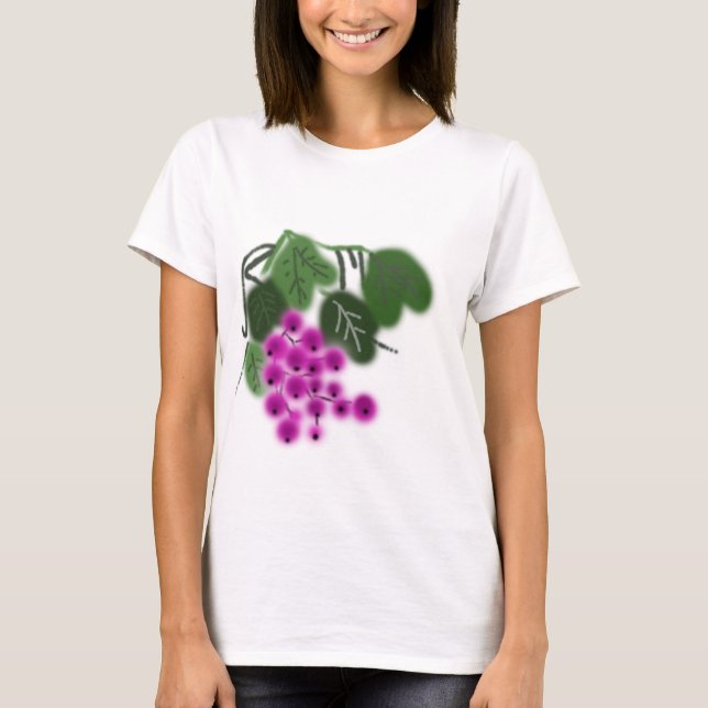 T-shirt uvas roxas e folhas verdes (Frente)