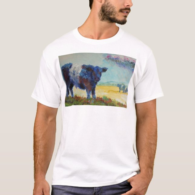 T-shirt Vaca cercada de Galloway na pintura do dartmoor (Frente)