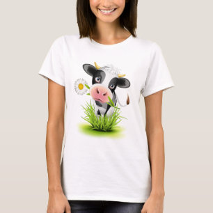 T-shirt Vaca de Holstein na relva