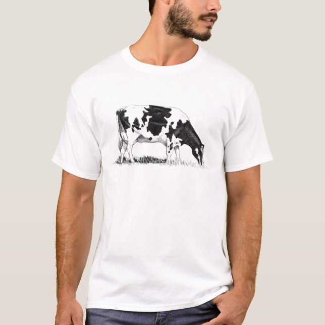 T-SHIRT VACA DE LEITERIA, ARTE DO LÁPIS (Frente)
