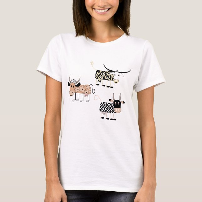 T-shirt Vacas bonitas e sensação de fazenda (Frente)