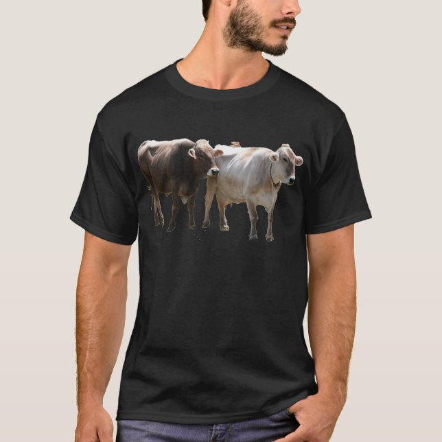 T-shirt Vacas do suíço de Brown (Frente)