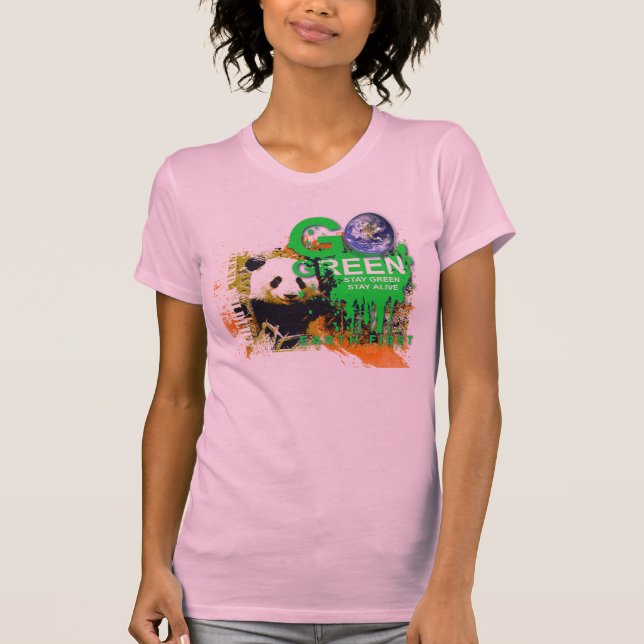 T-shirt vai a panda verde (Frente)