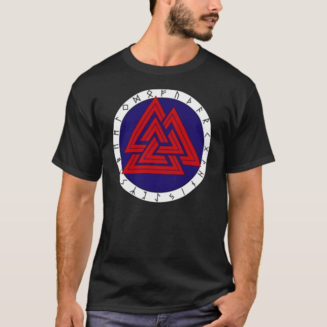 T-shirt Valknot com Futhark mais velho (Frente)