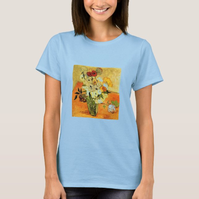 T-shirt Van Gogh Pintando Flores Fantasiosas Flores Vinhas (Frente)