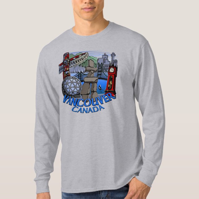 T-shirt Vancouver Souvenir Long Sleeve Shirt Canadá (Frente)