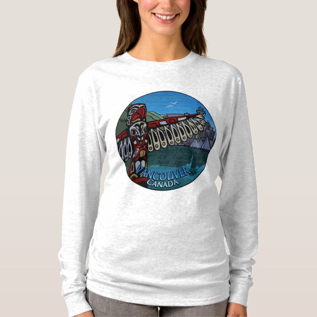 T-shirt Vancouver Souvenir Long Sleeve Shirt Canadá (Frente)