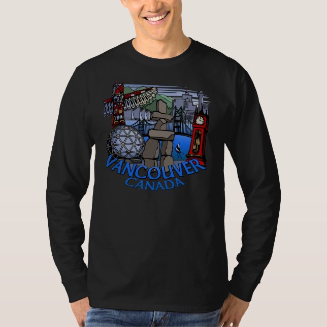 T-shirt Vancouver Souvenir Long Sleeve Shirt Canadá (Frente)