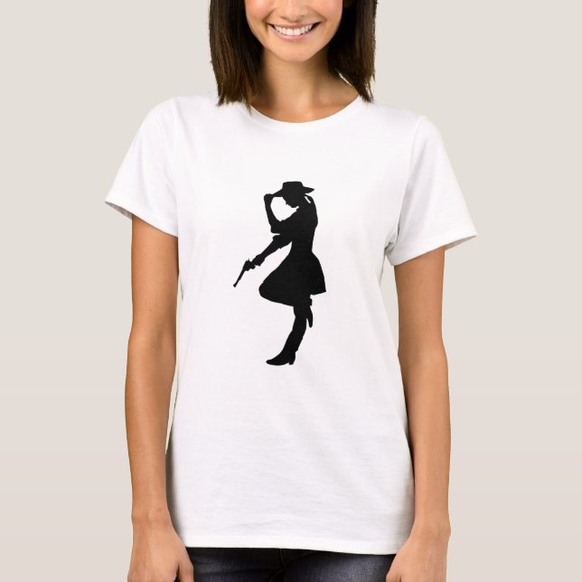 T-shirt Vaqueira Glam da menina da arma (Frente)