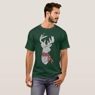 T-shirt Veado festivo de Natal com cachecol